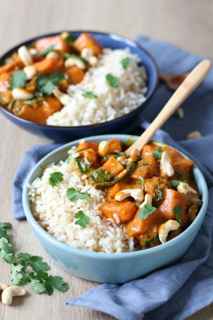 Recept Indiase vegetarische pompoen en spinazie curry www.jaimyskitchen.nl